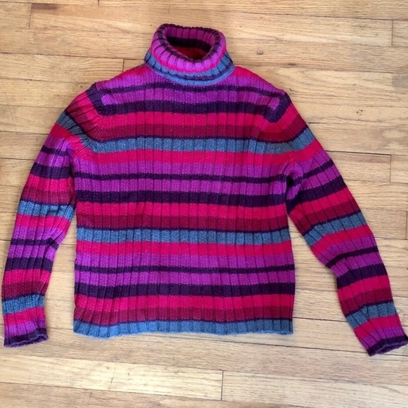 Relativity Multicolor Striped Long Sleeve Cotton Turtleneck Sweater Size M - Picture 4 of 4